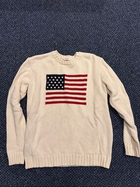 Brandy Melville Cream Sweater with  American Flag